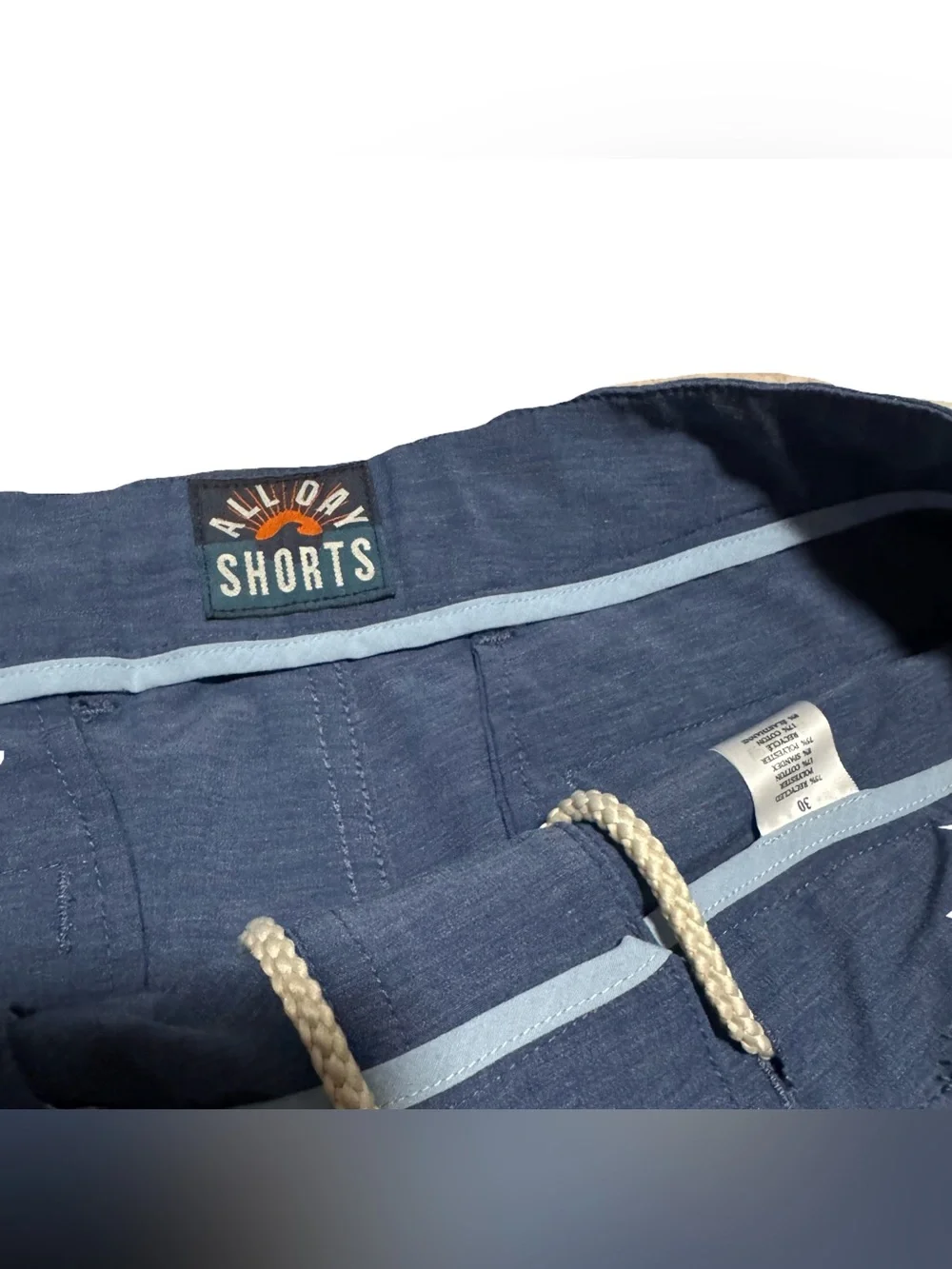 Faherty All Day Short Mens 30 Chino Performance Short Lightweight Blue Casual 7'